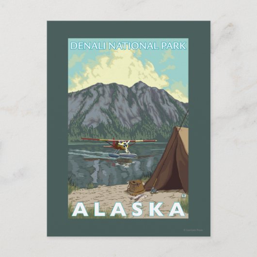 ブッシュ飛行機&魚釣り – デナリ・ナットル・パーク, ポストカード (正面)