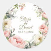 ブッシュ&アイボリーの芍薬の結婚式の封筒の封緘ステッカー ラウンドシール (正面)