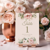 ブッシュ＆アイボリーの芍薬の結婚式テーブルナンバー