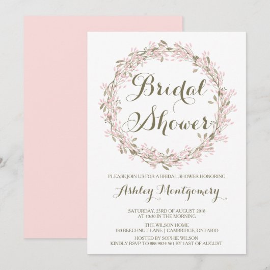 ブッシュ ウィンター リース ブライダル シャワー 招待状 (正面/裏面)