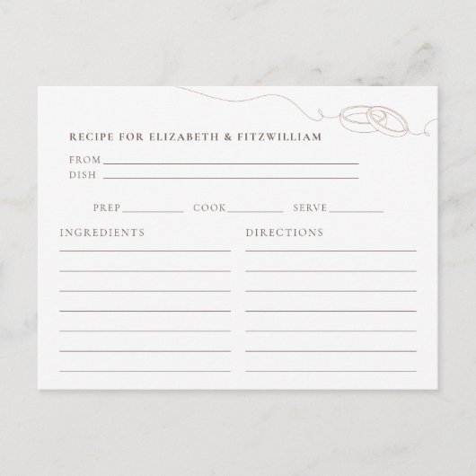 ブッシュ ウェディング リング ブライダル シャワー レシピ リクエスト ポストカード (正面)