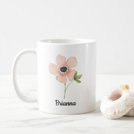 ブッシュ ウォーターカラー フラワー ネーム コーヒーマグカップ