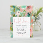 ブッシュ＆グリーン アブストラクト フラワーブライダルシャワー 招待状 (スタンド正面)