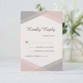 ブッシュ グレー ジオメトリック エレガント モダン ウェディング RSVP 招待状 (スタンド正面)