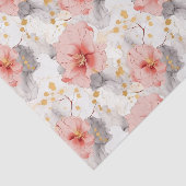 ブッシュ コーラル グレー 花柄 ウェディング 薄葉紙 (詳細)