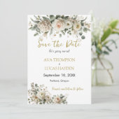 ブッシュ&ゴールド ロマンティック フラワー セーブ・ザ・デート カード (スタンド正面)