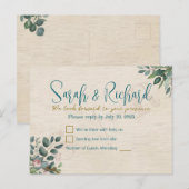 ブッシュ＆セージの水彩装飾の結婚式RSVP ポストカード (正面/裏面)