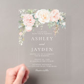 ブッシュ+セージの花の水彩結婚式 アクリル招待状 (インサイチュ (ポータブル))