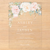 ブッシュ+セージの花の水彩結婚式 アクリル招待状 (正面)