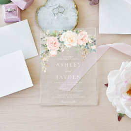 ブッシュ+セージの花の水彩結婚式 アクリル招待状
