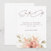 ブッシュ ダスティ ローズ フラワーの結婚式 セーブザデート (正面/裏面)