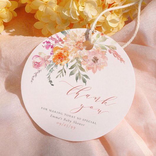 ブッシュ&ティール 春の花 赤ちゃんシャワー お礼 フェイバータグ