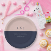 ブッシュ ネイビーブルー モダン ウェディング ペーパープレート (パーティー)