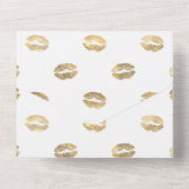 ブッシュ、ネイビー、ゴールドの花柄の結婚式 オールインワン招待状 (裏面)