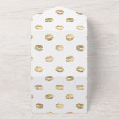 ブッシュ ネイビー ゴールドの花柄ウェディング オールインワン招待状 (外側)