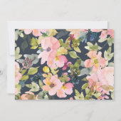 ブッシュ ネイビー 水彩 花 カスタム ブライダル シャワー サンキューカード (裏面)