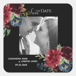 ブッシュ バーガンディー フォト フラワー エレガント ウォーターカラー スク スクエアシール