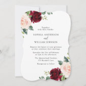 ブッシュ＆バーガンディ ウォーターカラー フラワー ウェディング 招待状 (正面)