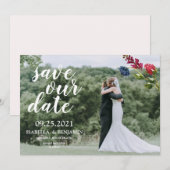 ブッシュ バーガンディ ネイビーブルー 花 エレガント フォト セーブザデート (正面/裏面)