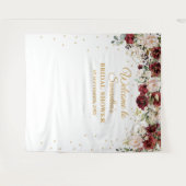 ブッシュ バーガンディ フラワル ゴールド フレーム ブライダル シャワー タペストリー (正面(横))