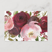 ブッシュ バーガンディ フラワーの結婚式の詳細 エンクロージャーカード (裏面)