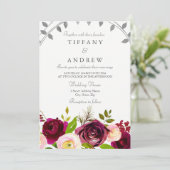 ブッシュ＆バーガンディ フラワー ウェディング 招待状 (スタンド正面)