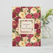 ブッシュ バーガンディ フローラル ウォーターカラー ウェディング セーブザデート (スタンド正面)