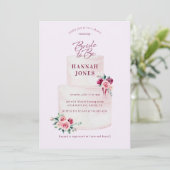 ブッシュ バーガンディ フローラル ケーキ ブライダル シャワー 招待状 (スタンド正面)