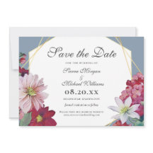 ブッシュ バーガンディ フローラル ゴールド ダスティ ブルー ウェディング