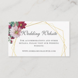 ブッシュ バーガンディ フローラル ゴールド ホワイト ウェディング ウェブサイト エンクロージャーカード