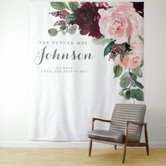 ブッシュ バーガンディ ブライダル シャワー 背景 フォトブース タペストリー (インサイチュ)