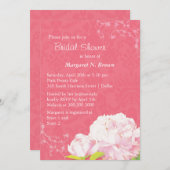 ブッシュ ピオニー コーラル ピンクの結婚前お披露目パーティー 招待状 (正面/裏面)