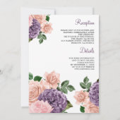 ブッシュ ピンク パープル フラワー オールインワン ウェディング 招待状 (裏面)