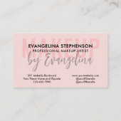 ブッシュ ピンク ブラック スクリプト フォト メイクアップ アーティスト MUA 名刺 (裏面)