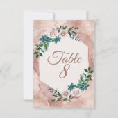 ブッシュ ピンク ローズ ゴールド 多肉植物 テーブル ナンバー 招待状 (裏面)