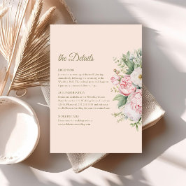 ブッシュ&ピーチの花の結婚式詳細カード 招待状