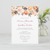 ブッシュ＆ピーチの花を添えたラスティックウェディング 招待状 (スタンド正面)