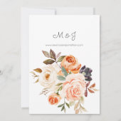 ブッシュ＆ピーチの花を添えたラスティックウェディング 招待状 (裏面)