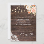 ブッシュ ピーチ フローラル ウッドレース ライト 延期のお知らせ 招待状 (裏面)