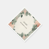 ブッシュ ピーチ ミント モス セージ グリーン ブライダル シャワー スタンダードカクテルナプキン (角)