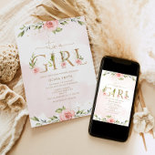 ブッシュ フラワーのゴールド お嬢さんベイビーシャワー 招待状