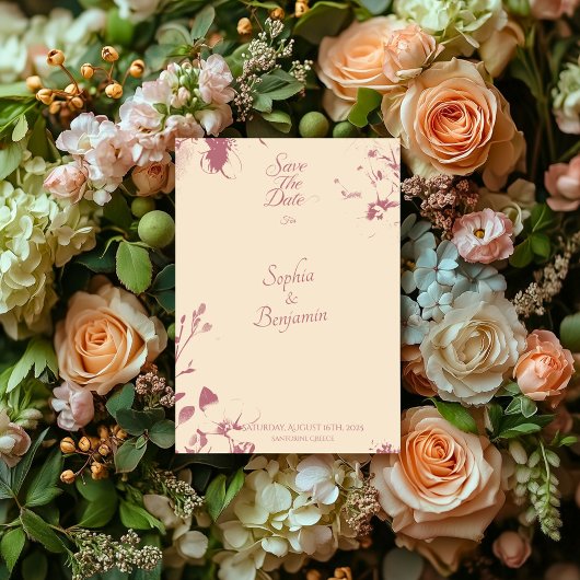 ブッシュ フラワーの結婚式の事前お知らせカード 招待状