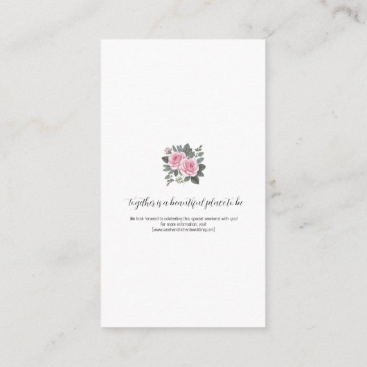 ブッシュ フラワーの結婚式週末の詳細 エンクロージャーカード (裏面)