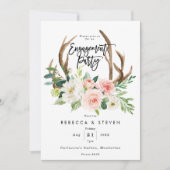 ブッシュ フラワーの鹿の角 婚約パーティー 招待状 (正面)