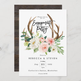 ブッシュ フラワーの鹿の角 婚約パーティー 招待状