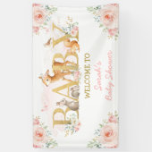 ブッシュ フラワーズ ウッドランド アニマル ベビー シャワー ウェルカム 横断幕 (縦)