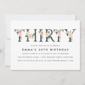 ブッシュ フラワーズ | 30歳の誕生日パーティー招待状 招待状 (正面)