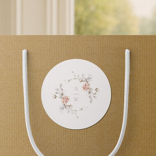 ブッシュ フラワーモノグラム ウェディングステッカー ラウンドシール