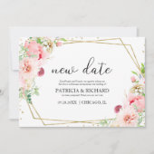 ブッシュ フラワー ジオメトリック ウェディング 延期 招待状 (正面)