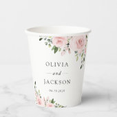 ブッシュ フラワー, ピンク フラワー, 緑, 結婚式 紙コップ (正面)